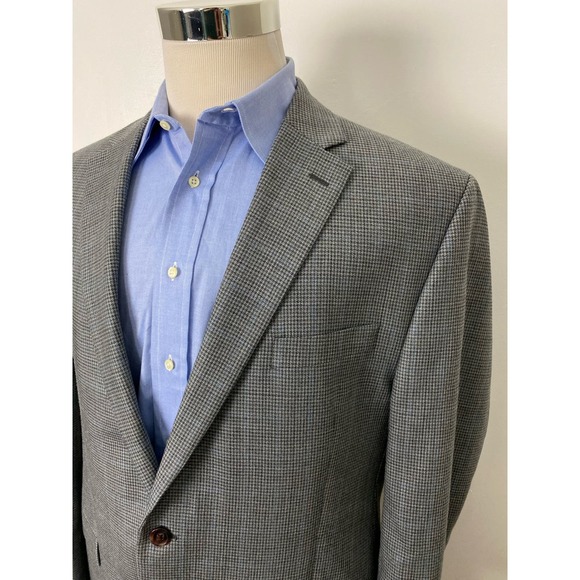 Lauren Ralph Lauren houndstooth plaid 2-button wool silk blazer sportcoat, 46R - Picture 2 of 6